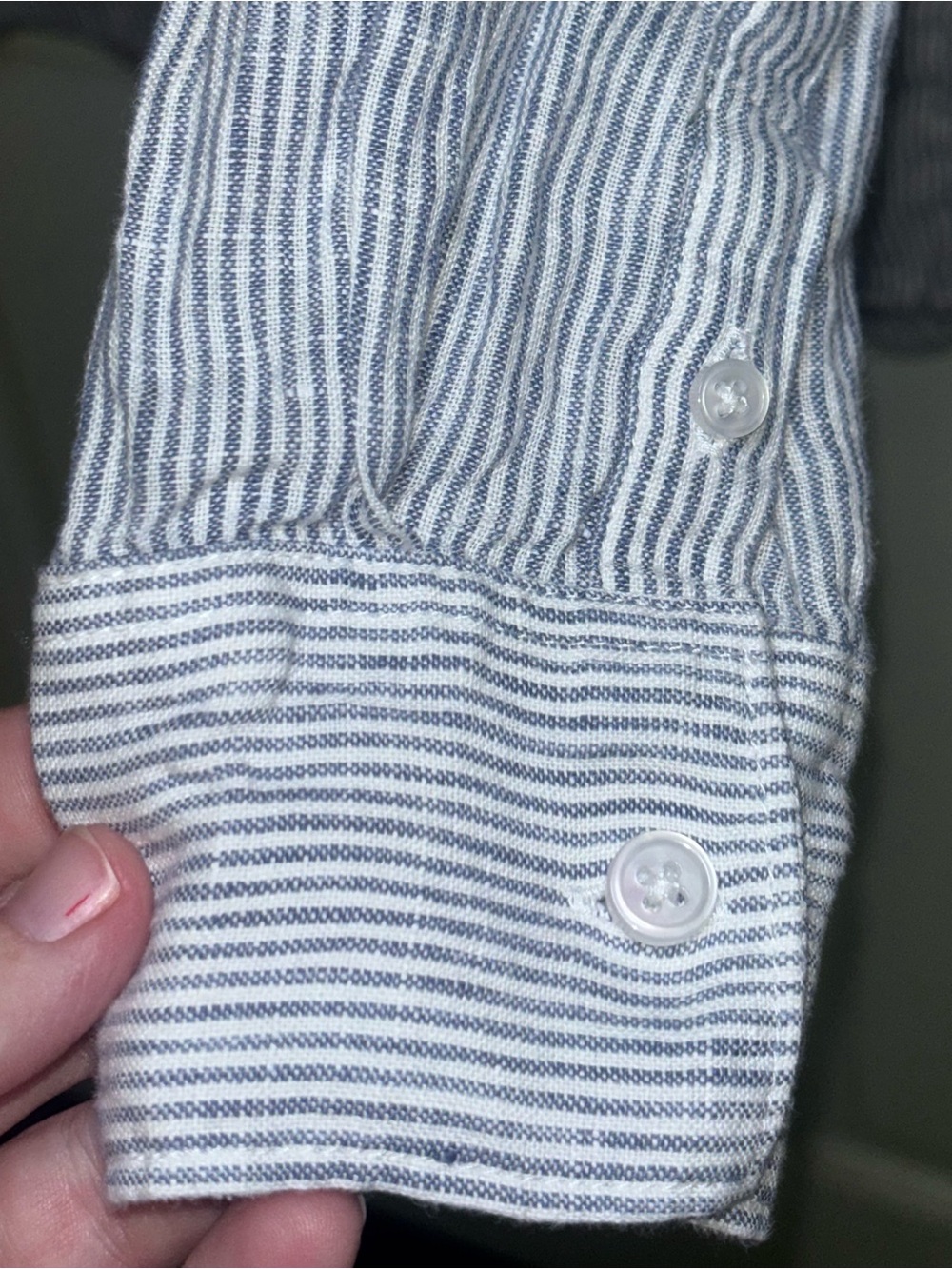 Quince 100% Linen Blue White Striped Button Front Shirt Women’s Medium - Picture 5 of 9